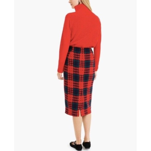 J Crew Red Green Holiday Lattice Print Wool Blend Pencil Skirt Size 6 - Picture 2 of 9